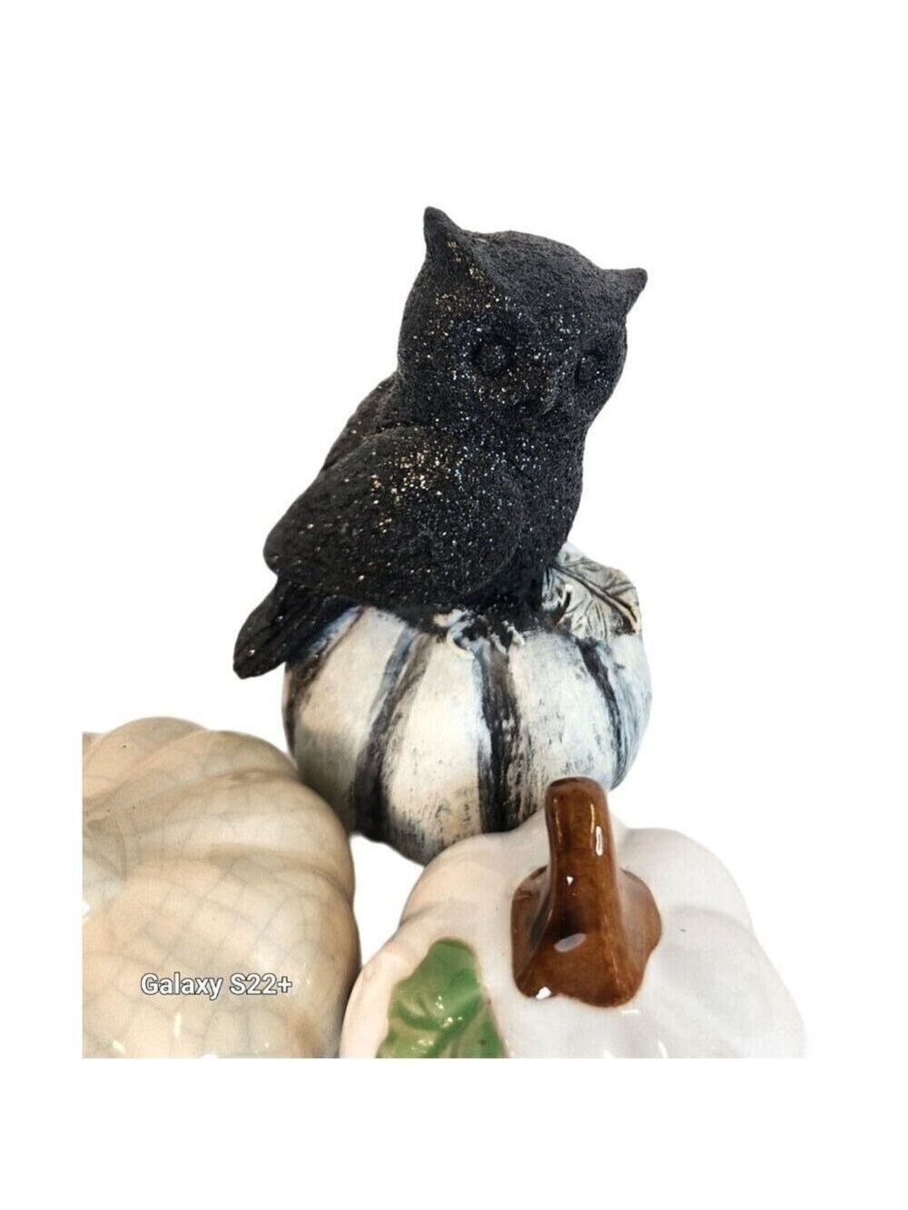 Pumpkins Glittered Owl Set 3 6.5" H Fall Halloween Decor - Picture 6 of 9